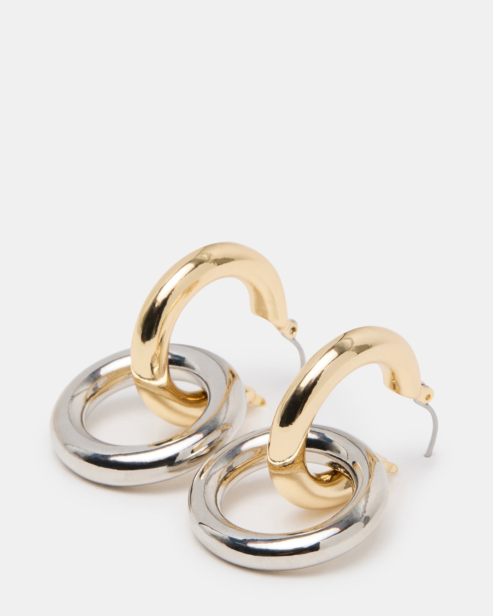 TWO-TONE HOOP EARRINGS SILVER MULTI