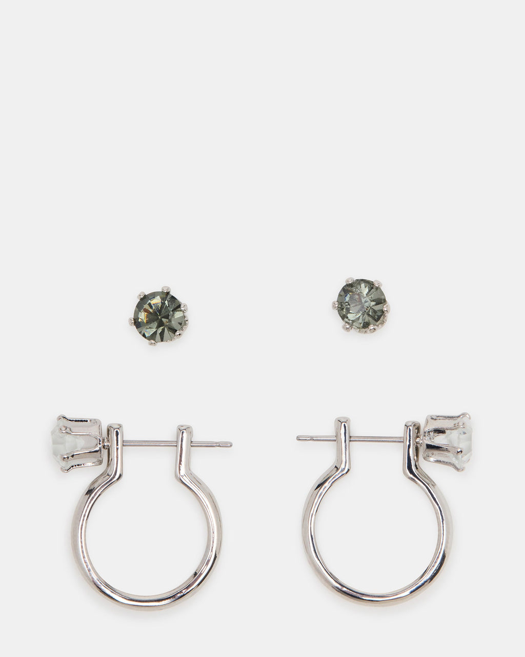 CRYSTAL EARRINGS SET BLACK/SILVER