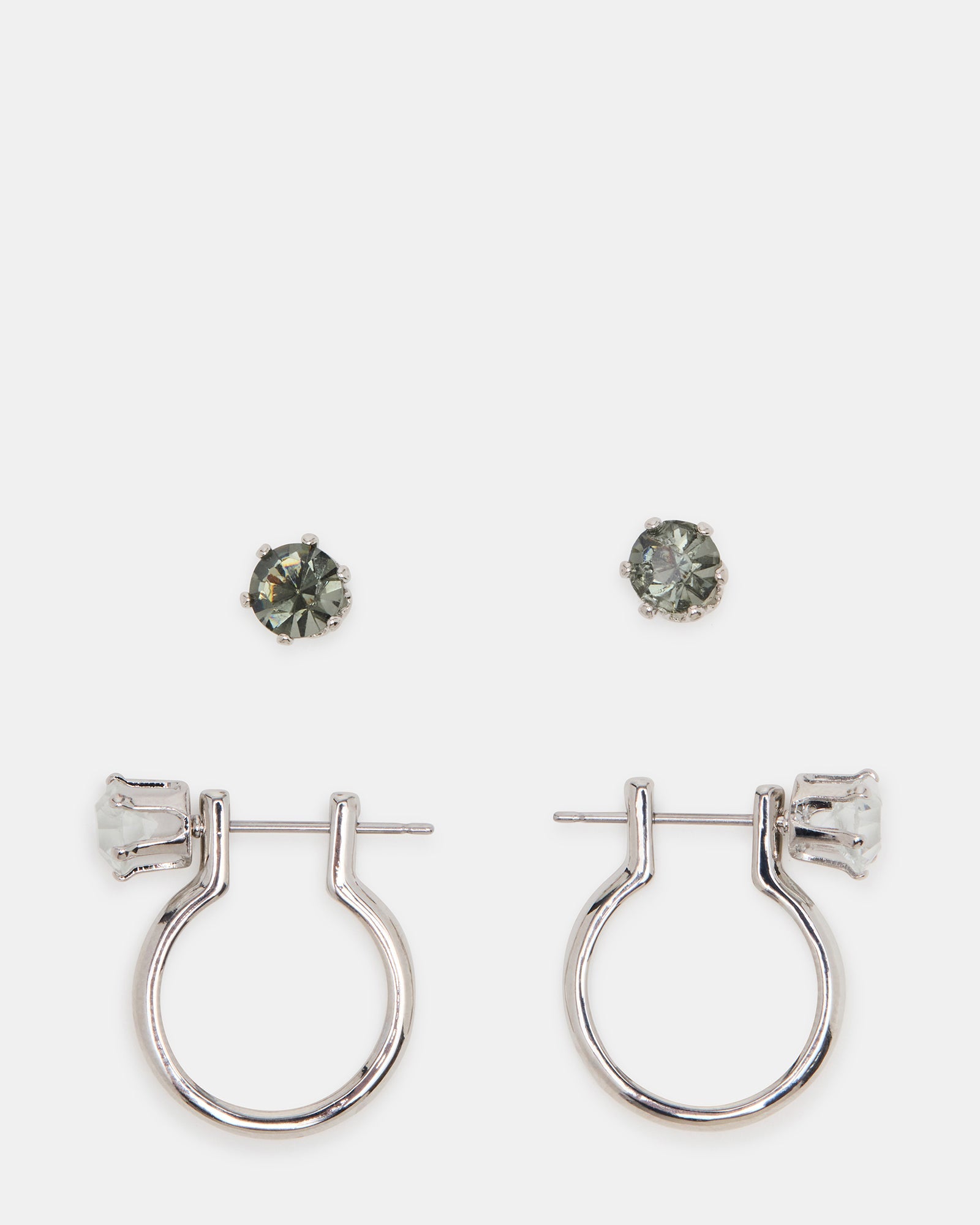 CRYSTAL EARRINGS SET BLACK/SILVER