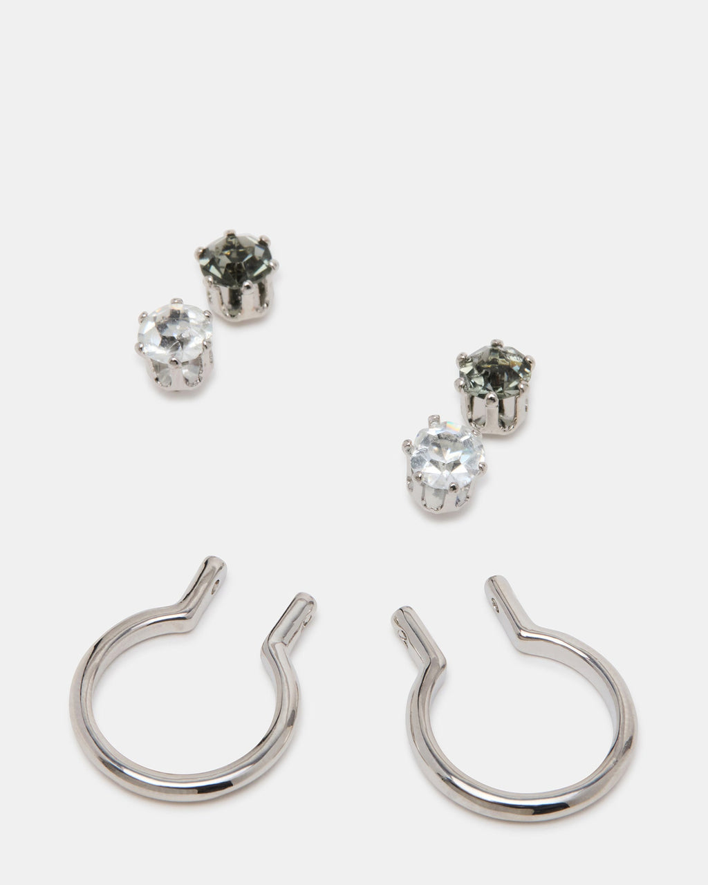 CRYSTAL EARRINGS SET BLACK/SILVER