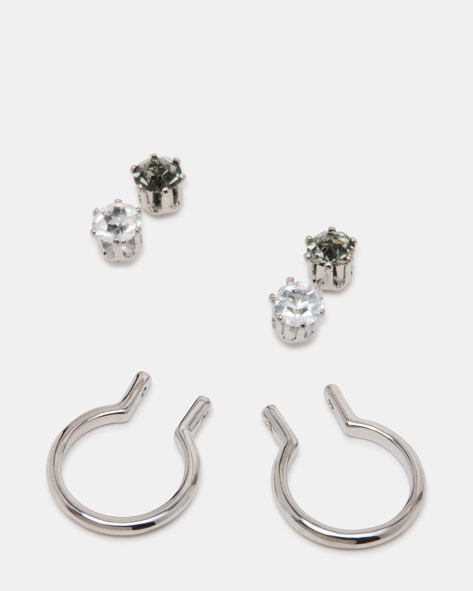 CRYSTAL EARRINGS SET BLACK/SILVER