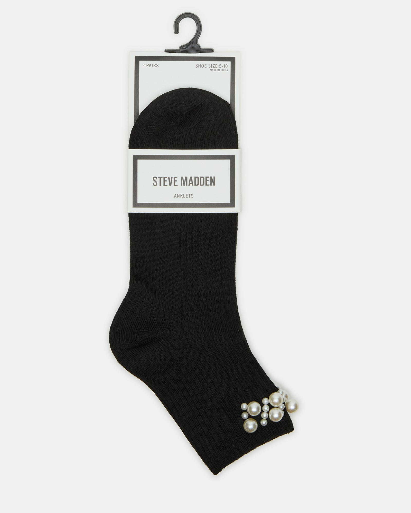 2 PACK PEARL ANKLET SOCKS BLACK MULTI
