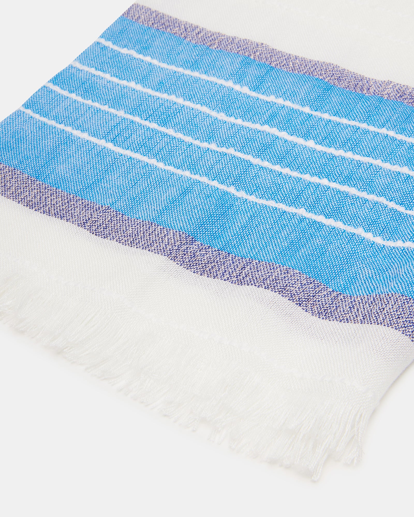 STRIPED OBLONG SCARF BLUE