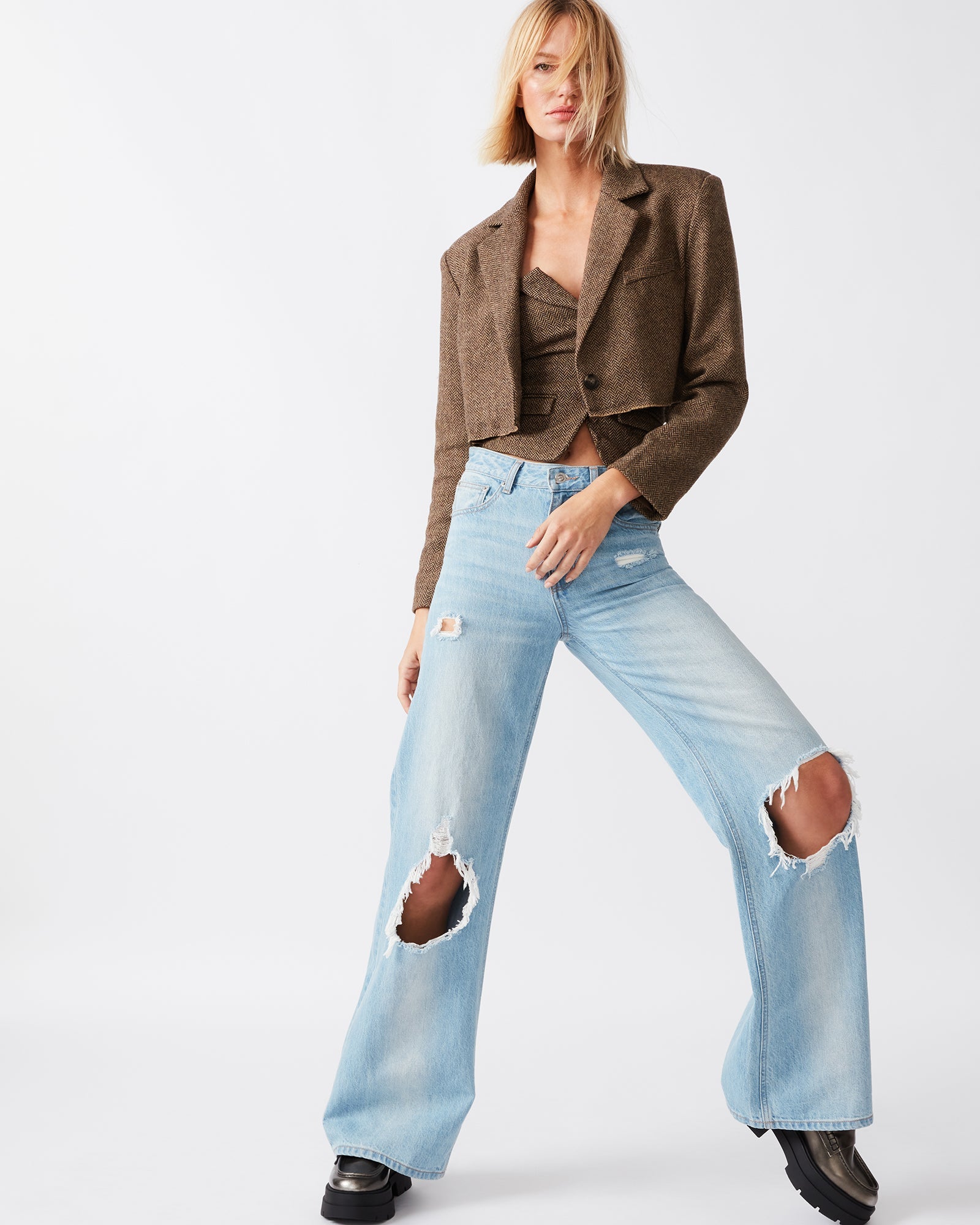RUPI CROPPED BLAZER BROWN