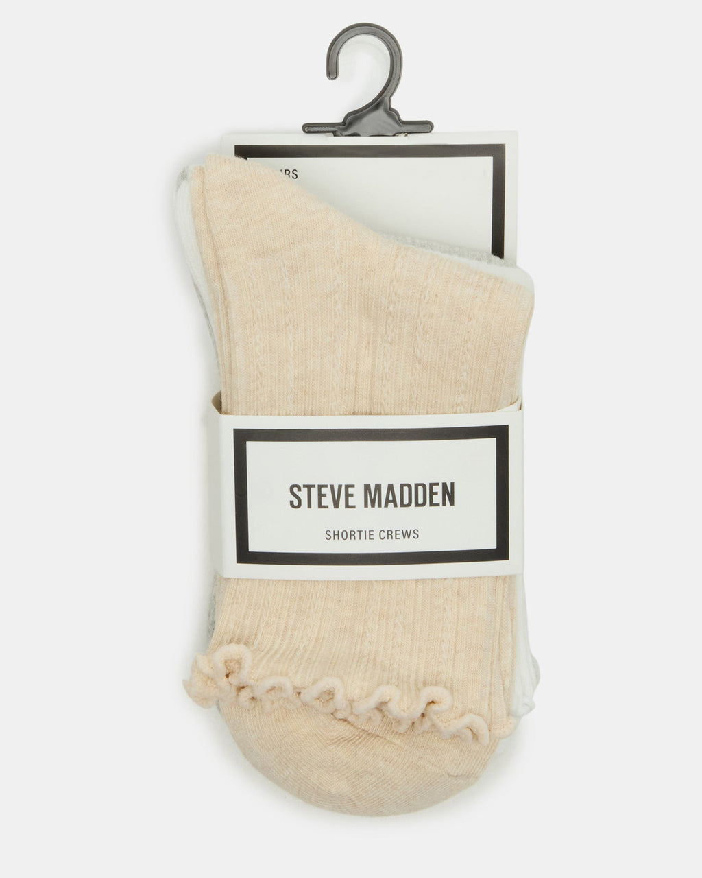 3 PACK LETTUCE EDGE RIBBED SOCKS TAUPE